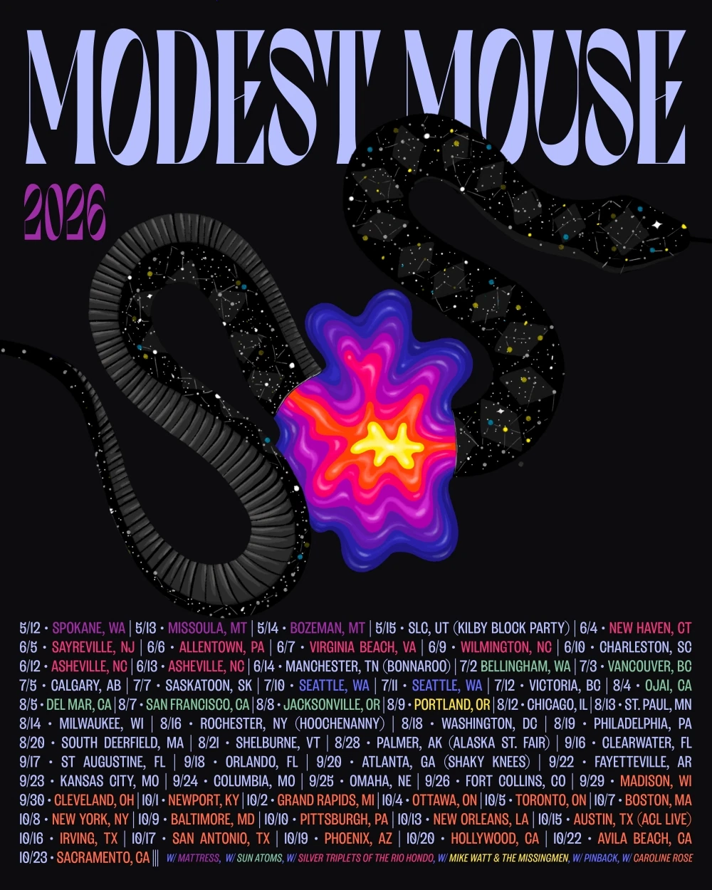 Modest Mouse 2026 tour poster
